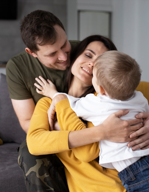 A parent and child sitting together